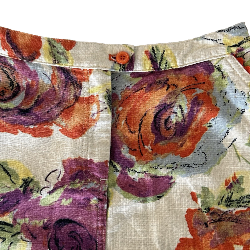 NEW J Jill Floral Midi A-Line Skirt Size 6P Cotton Pockets Romantic Cottagecore - Picture 4 of 11